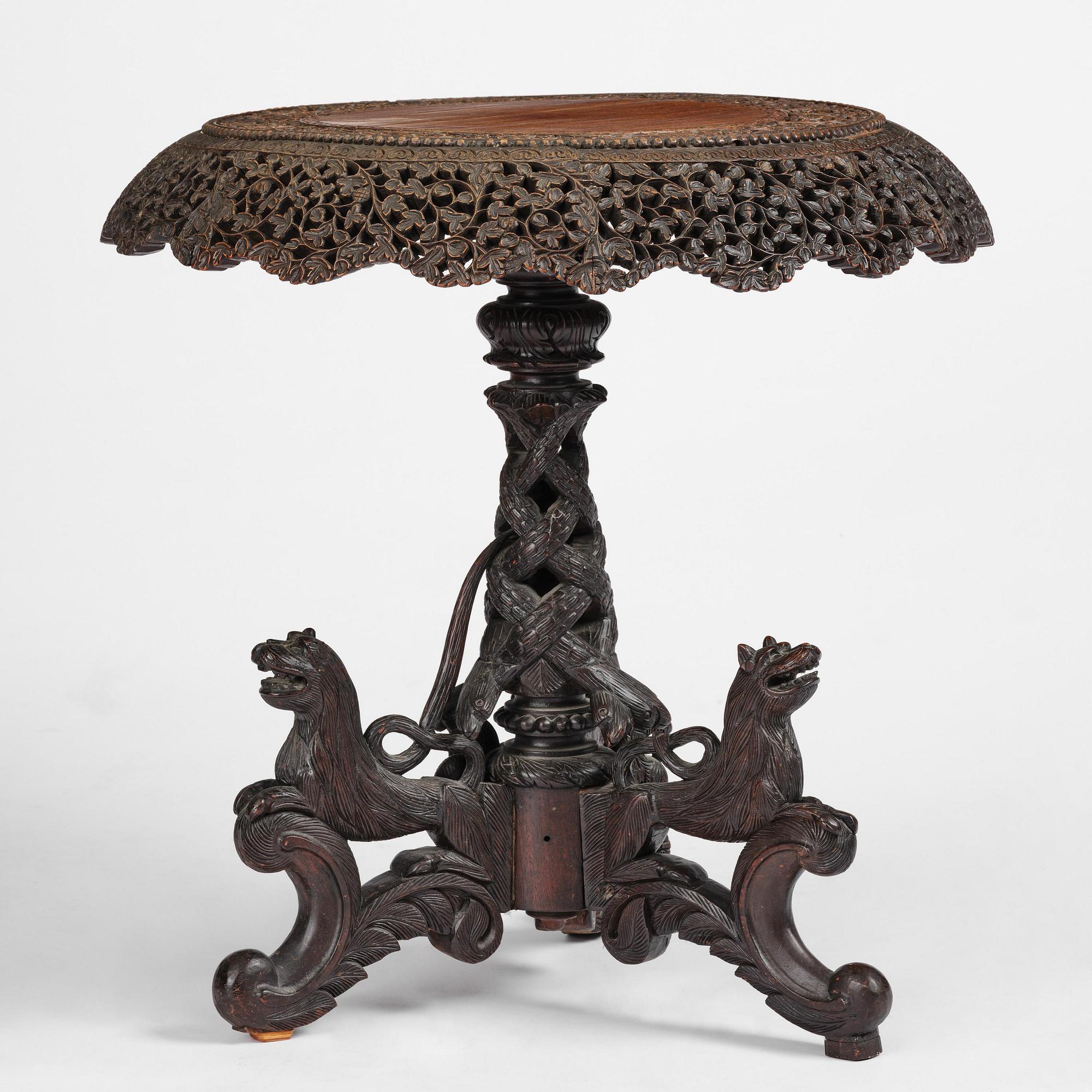 An Indian 'blackwood' occasional table, Bombay Presidency, around 1880.
