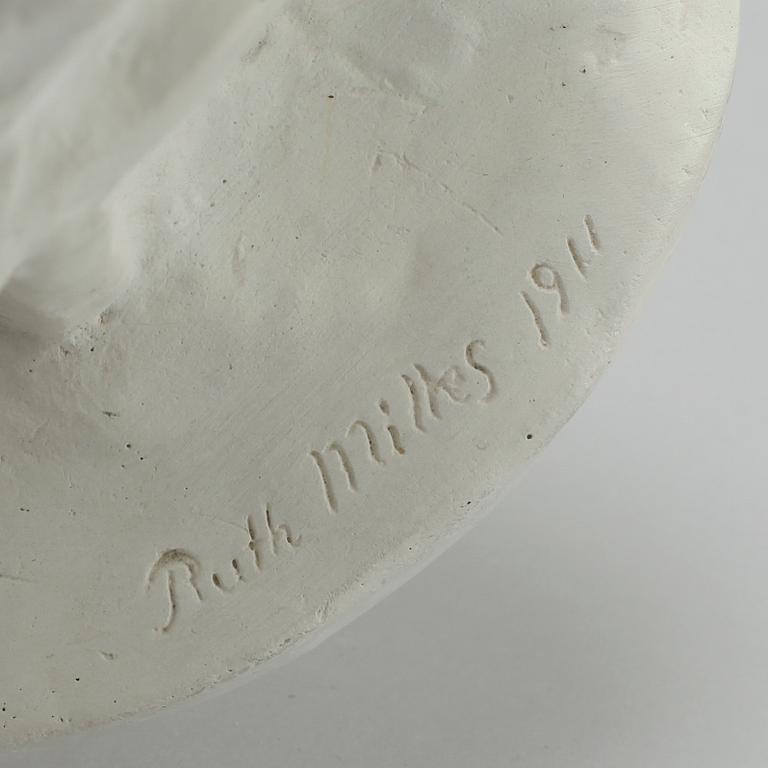 RUTH MILLES, sculpture, plaster, signed and dated 1911.