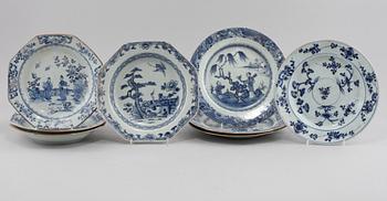 TALLRIKAR, 8 st, porslin, Kina, 1700-tal.