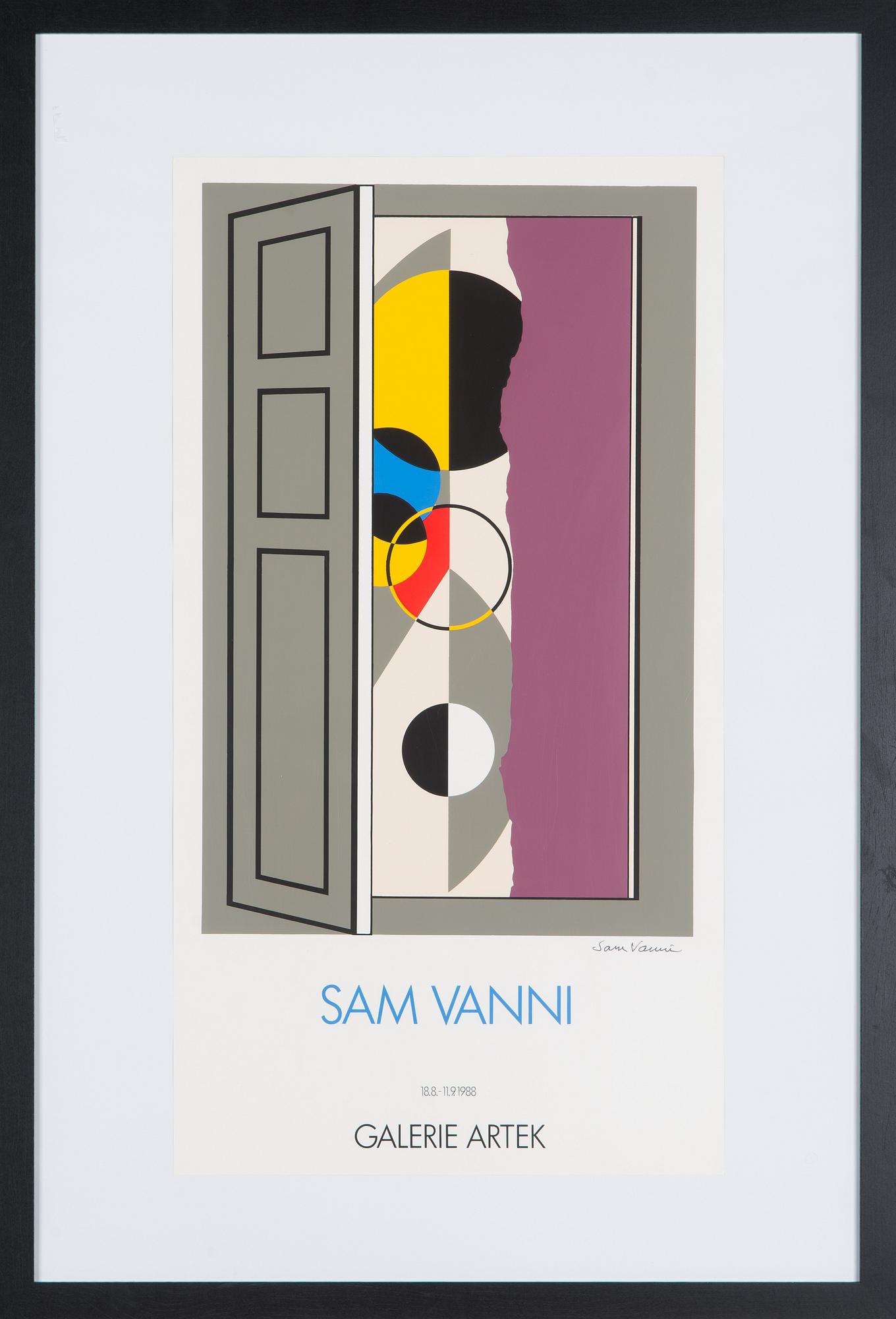 Sam Vanni, serigrafia, näyttelyjuliste, signeerattu Sam Vanni.