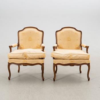 Fåtöljer ett par, Louis XV, 1800-tal.
