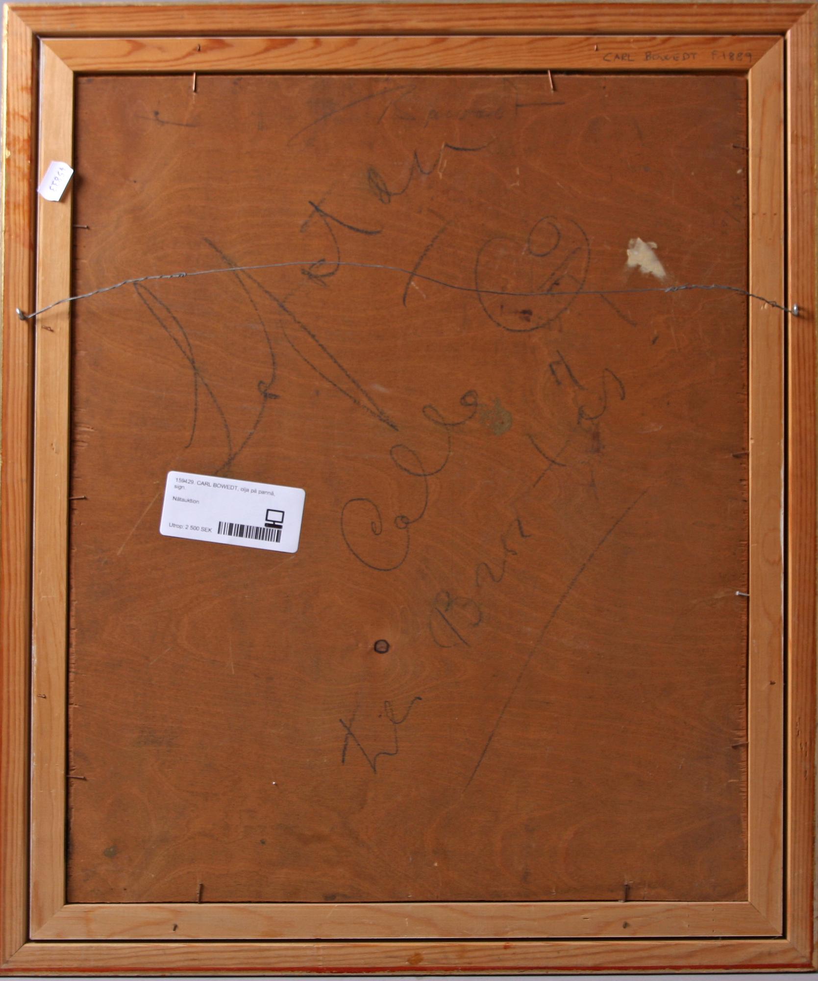 CARL BOWEDT, olja på pannå, sign.