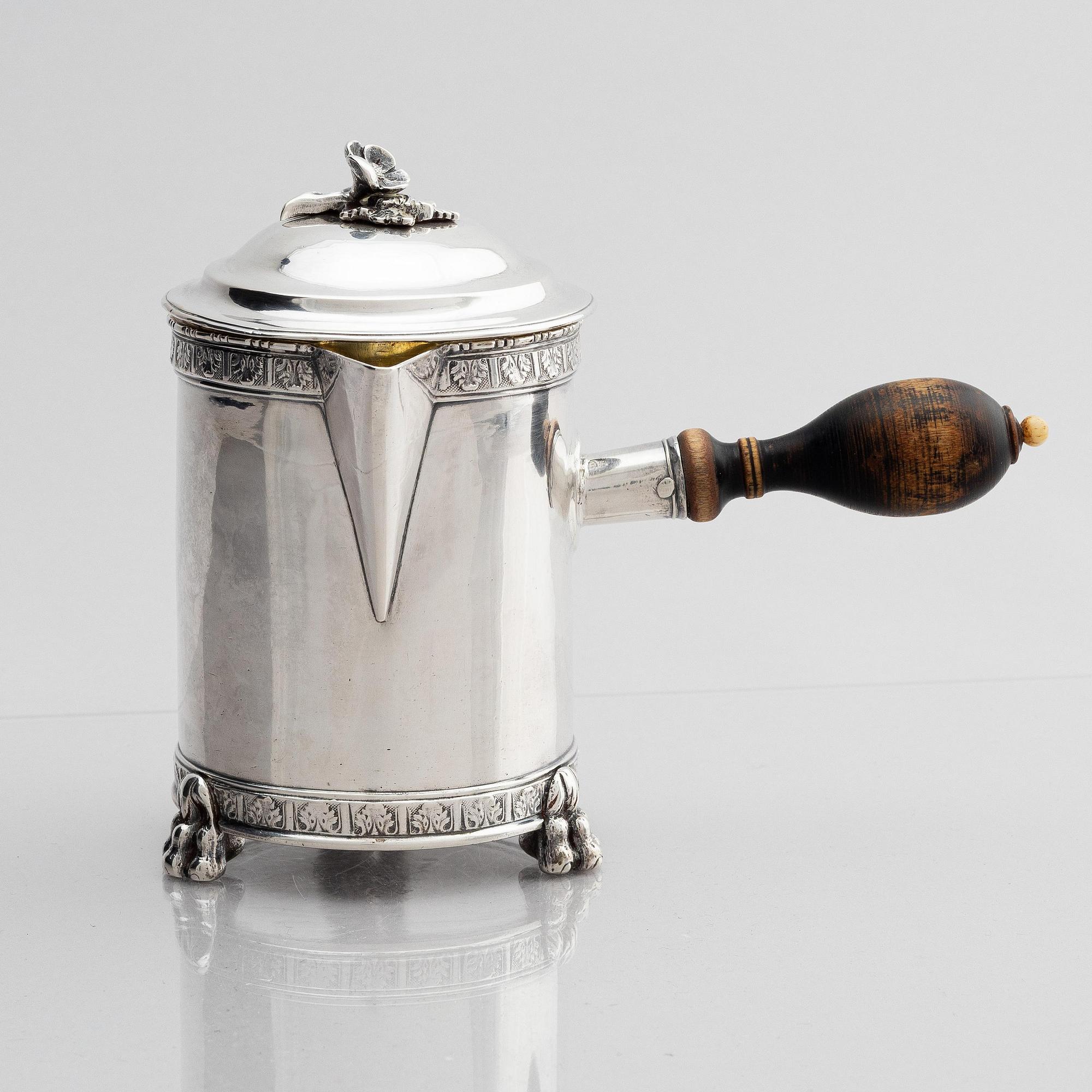 Pehr Zethelius, chokladkanna, silver, Stockholm 1789. Gustaviansk.