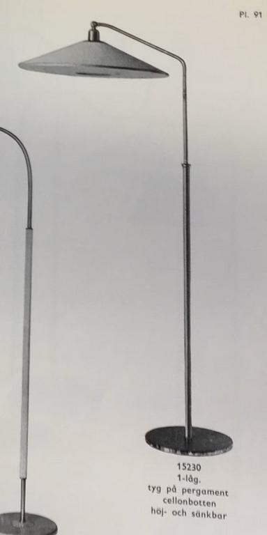Harald Notini, a floor lamp model "15230", Arvid Böhlmarks Lampfabrik, Stockholm, 1940s.