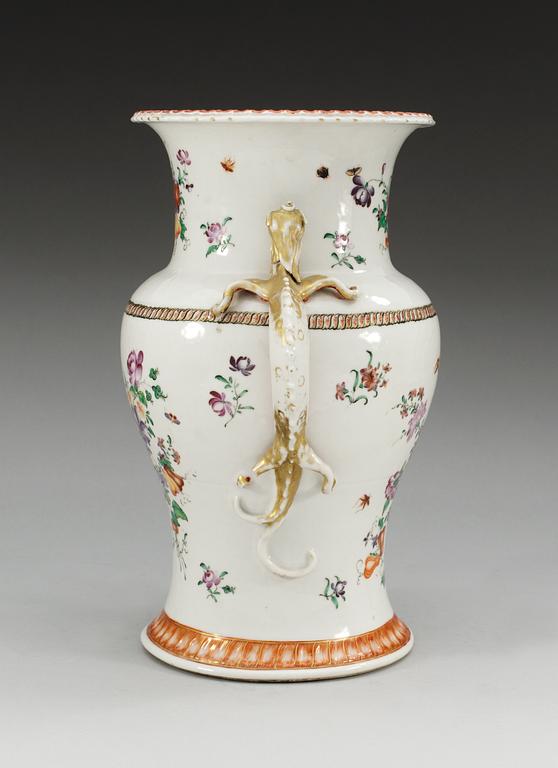 A famille rose floral baluster vase, Qing dynasty, circa 1800.