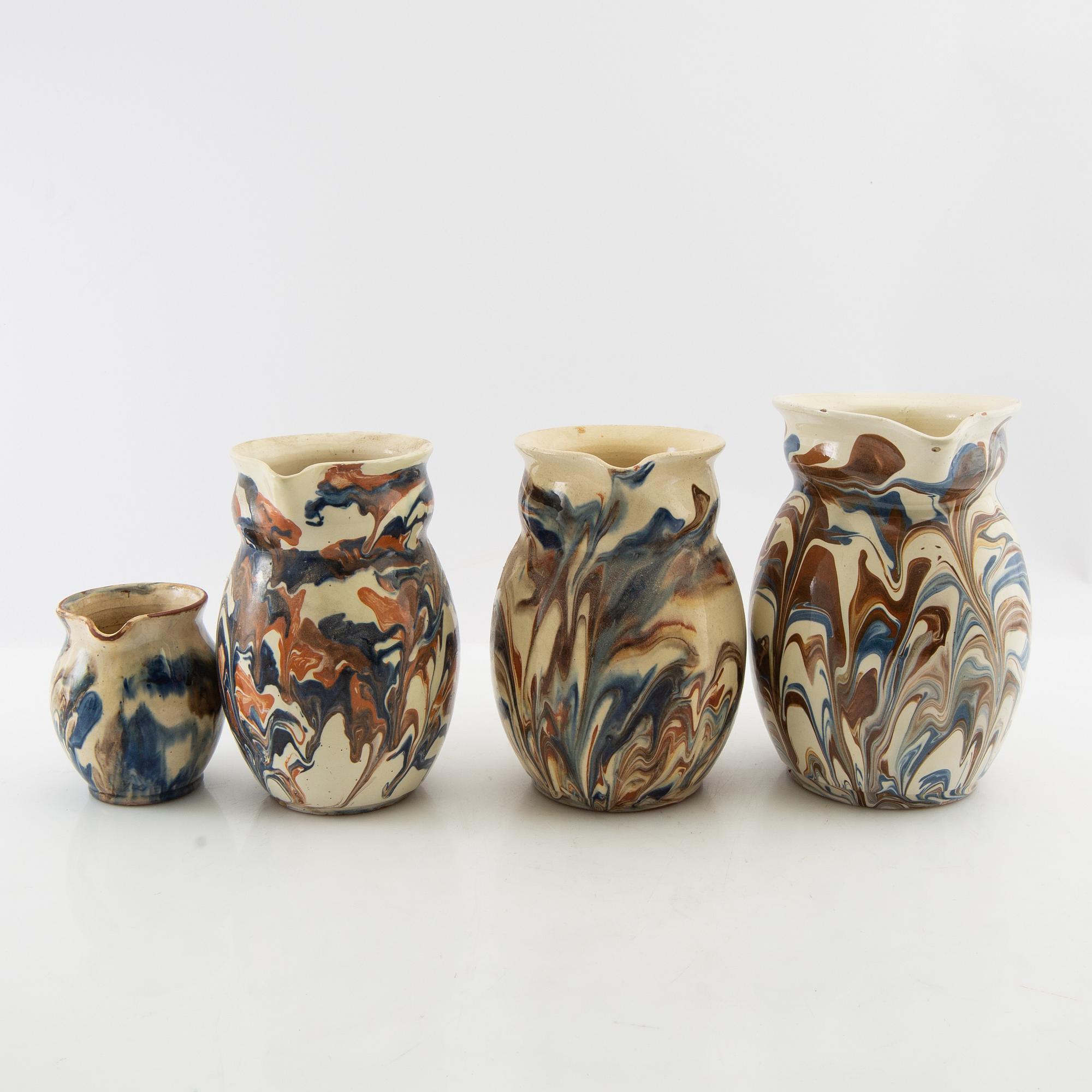 Andersson & Johansson pitcher 4 pcs Höganäs first half/mid 20th century.