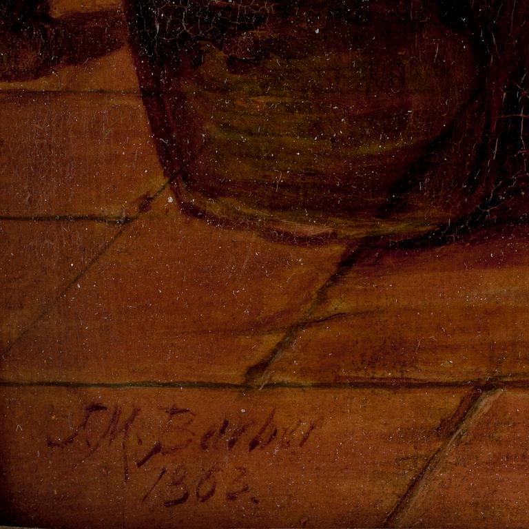 JOSEPH MOSELEY BARBER, olja på pannå, sign och dat 1863.