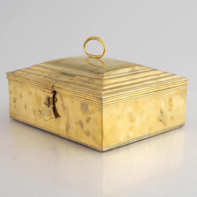 A Northern-European brass casket, dated 1778.