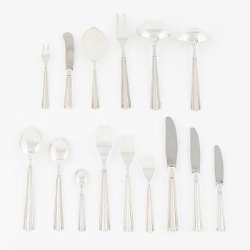 a set of 124 pieces of sterling and stainless steel flatware, Cohr, Denmark, 1950's.