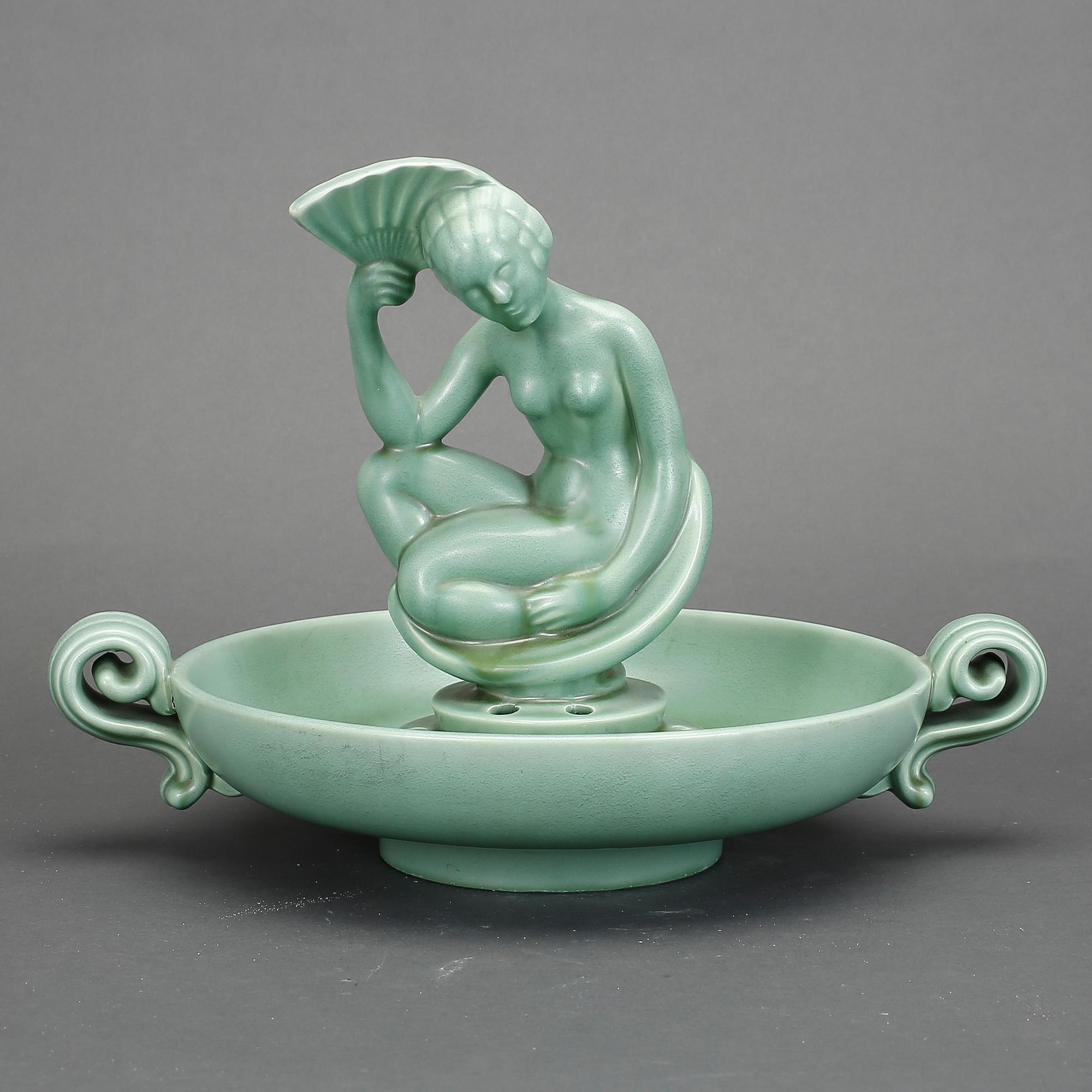 BLOMSTERUPPSATS, 2 delar, flintgods, Arthur Percy, Gefle, art déco, 1900-talets första hälft.
