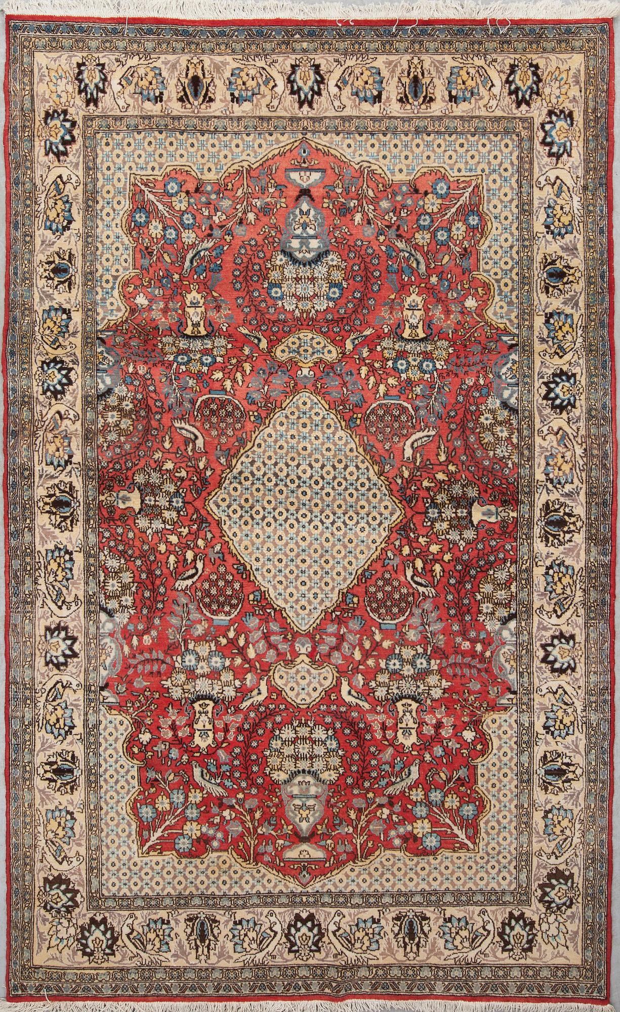 MATTA, old, Saveh, part silk, figural, ca 248 X 153 cm.
