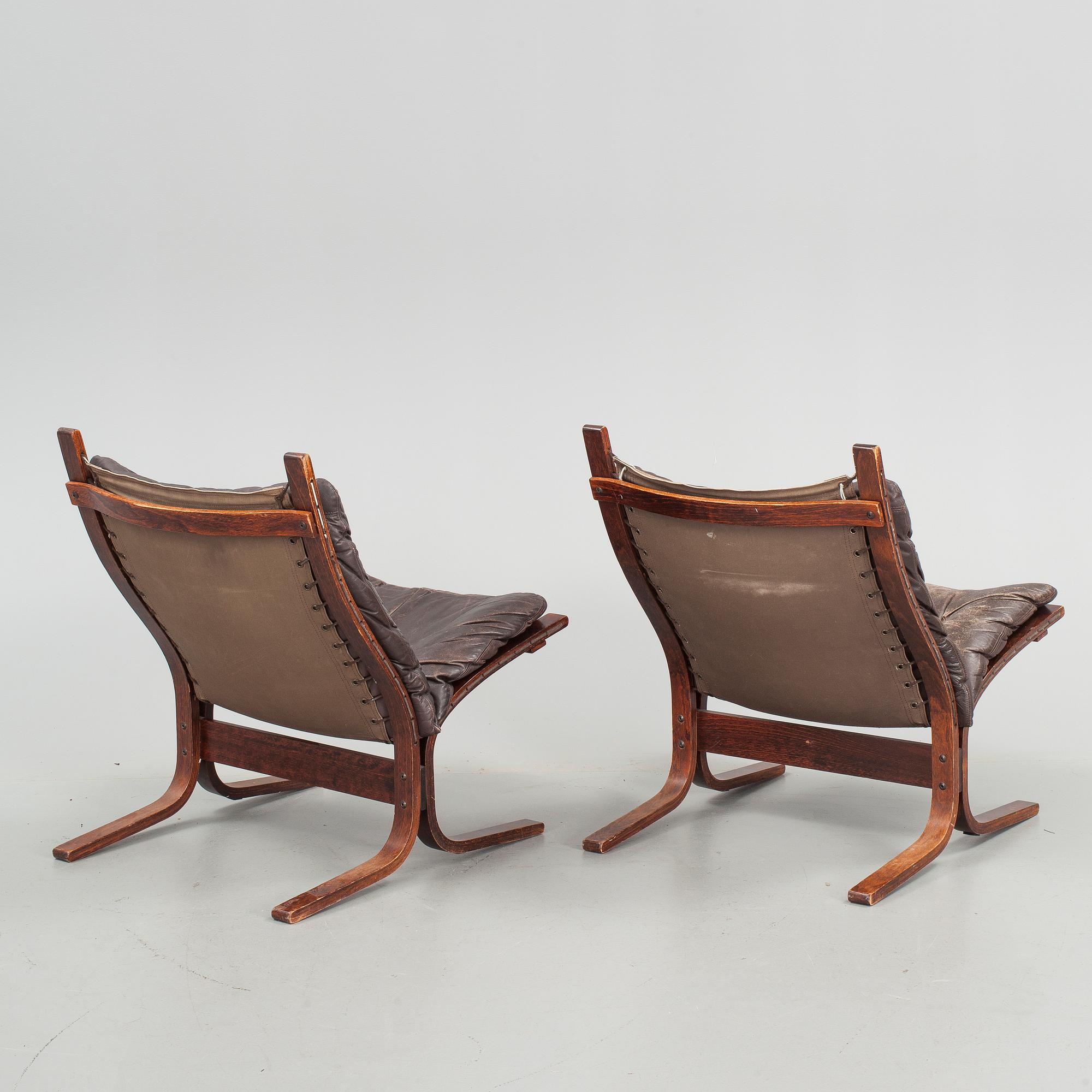 FÅTÖLJER, ett par, "Siesta", Ingmar Relling, Westnofa, Norge.