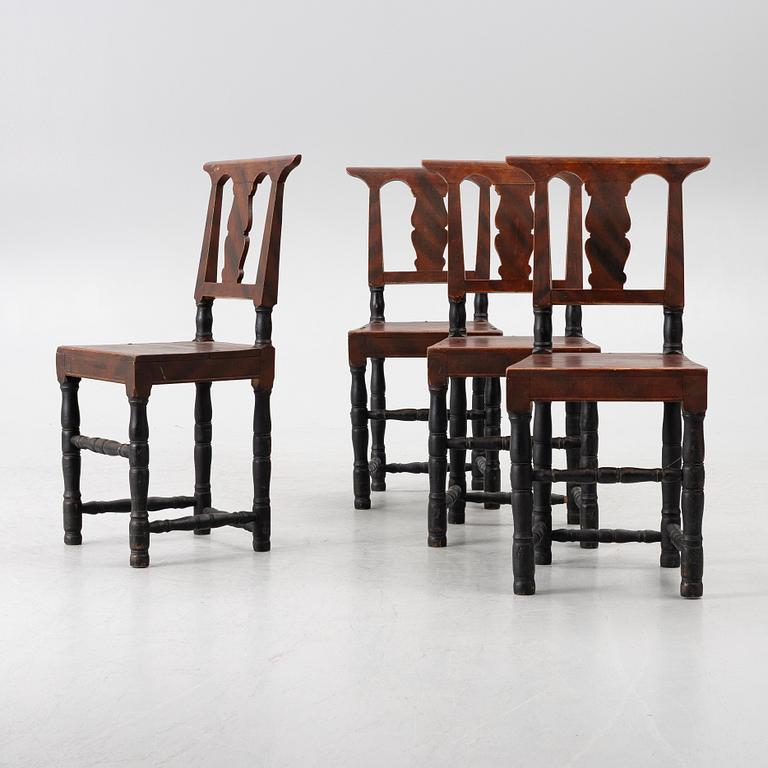 Chairs, 4 pcs, folk art, Jämtland. 19th century.
