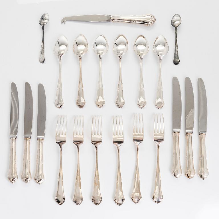 A 21-piece set of 'Chippendale' silver cutlery, and 11 silver coaster, Turku and Hämeenlinna, 1983-90 and 1964.