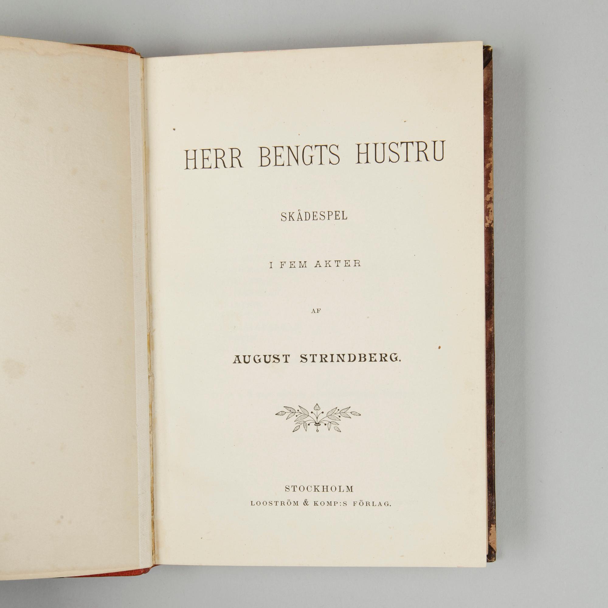 BOKPARTI PJÄSER, 10 vol, bla "Midsommar" av August Strindberg, Stockholm 1901.