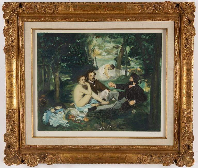 ÉDOUARD MANET, efter, färgakvatintetsning, utförd av Jacques Villon 1929, signerad Jacques Villon och numrerad 11/200.