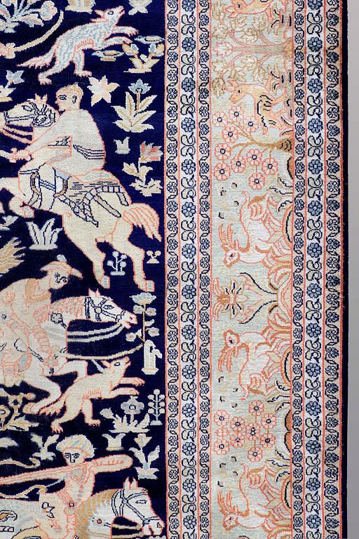 A RUG, Figural silke Kashmir, ca 263 x 179 cm.