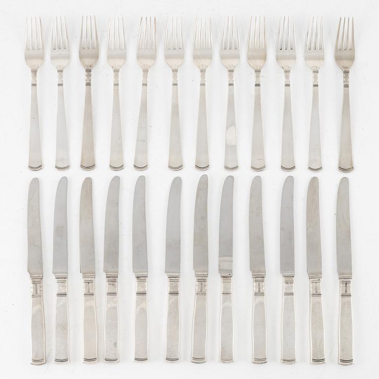 Jacob Ängman, smörgåsbestick, 24 delar, silver, "Rosenholm", GAB, Stockholm bl a 1950.