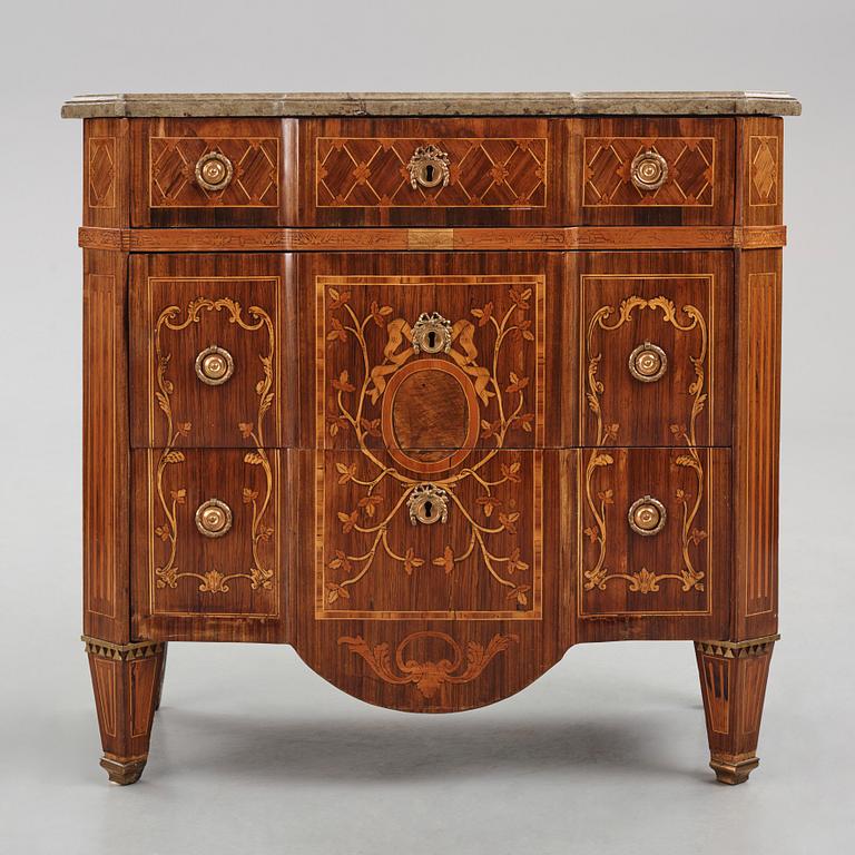 A Gustavian marquetry commode attributed to N. Korp (master in Stockholm 1763-1800).