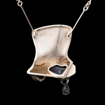 A BJÖRN WECKSTRÖM NECKLACE, "Otus", silver, acrylic. Lapponia 1973.