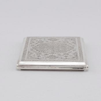A cigarette case in silver, Persia/Iran, unidentified marks. Total weight 151 g.