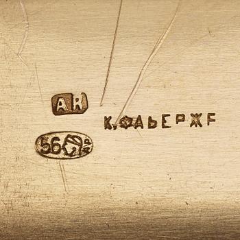 A Fabergé early 20th century gold match-case, workmaster Anna Ringe, S:t Petersburg 1899-1908.