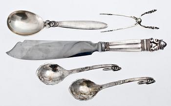 BESTICK, 5 st, silver, Georg Jensen, Danmark. Tot vikt ca 130 gr.