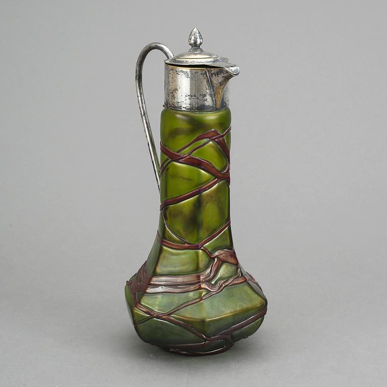 KANNA, jugend, nysilver samt glas, 1900-talets början. Sannolikt Lötz, Österrike.