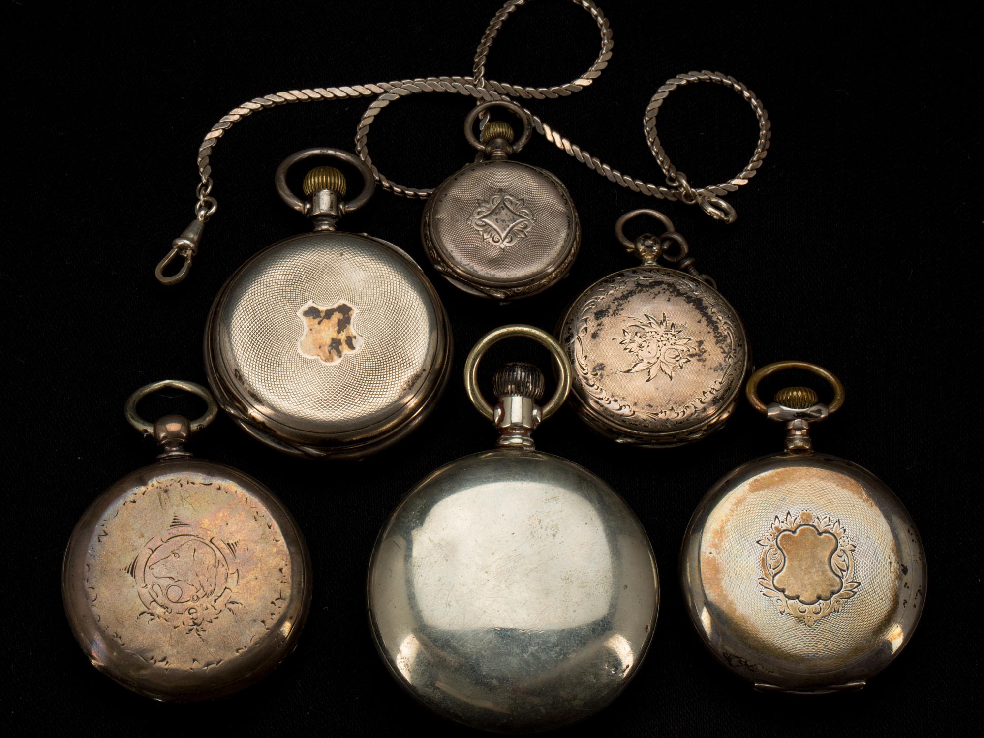 FICKUR, 6 st, 2 st silver. 1800- och 1900-tal.