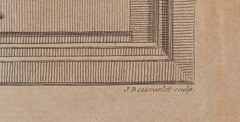JEAN-BAPTISTE OUDRY, efter, gravyr, graverad av J Beauvarlet. 1700-talets andra hälft.