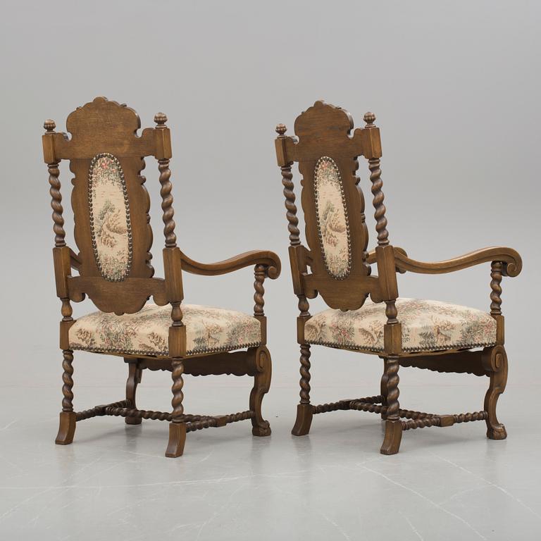 KARMSTOLAR, ett par, barockstil, 1900-talets början.