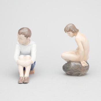 FIGURINER, 2 st, porslin, Royal Copenhagen samt Bing och Gröndhal, 1900-tal.