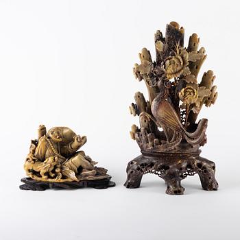 Two Chinese soapstone sculptures, 20th Century.