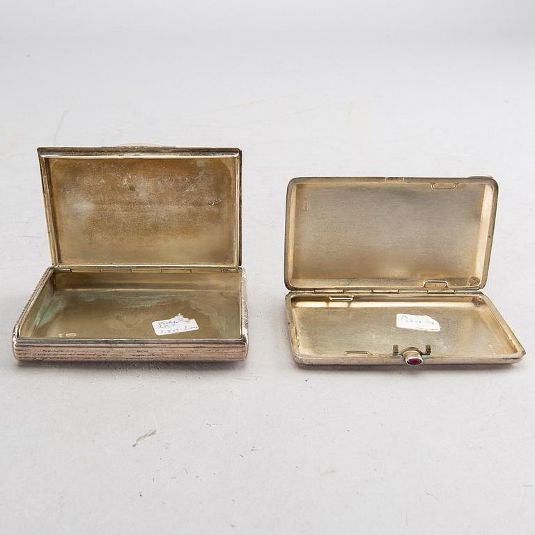 A set of two Lativan/Russian silvr boxes, 20th century, total weight 219 gr.