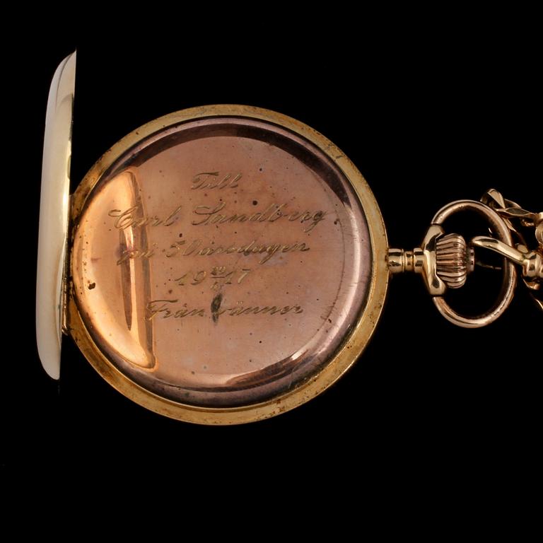 FICKUR, savonett, 18k guld,1900-talets början. Vikt 130 g.