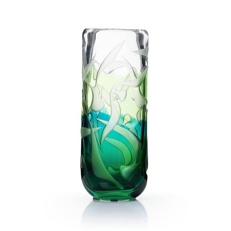 Vicke Lindstrand, a unique blasted glass vase, Kosta, Sweden 1950-60-s.