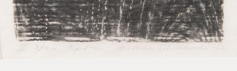 HILKKA SILVEKOSKI, 2 kpl puupiirroksia, signeeratut ja päivätyt -52/-56.