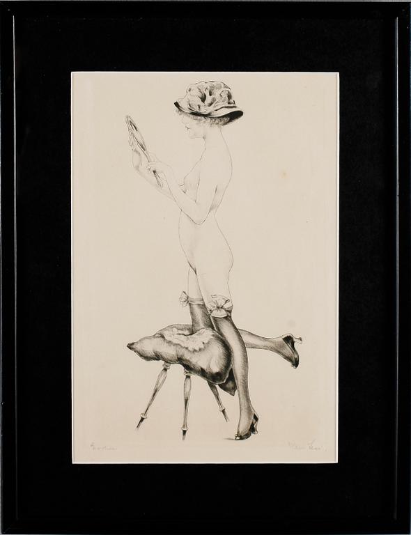 OKÄND KONSTNÄR, litografiskt tryck, otydligt signerad, 1900-talets första hälft.