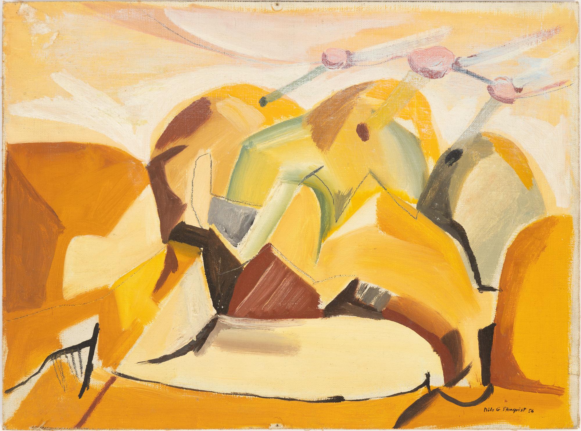 Nils Gunnar Stenqvist, olja på duk uppfäst på pannå, signerad och daterad -56.