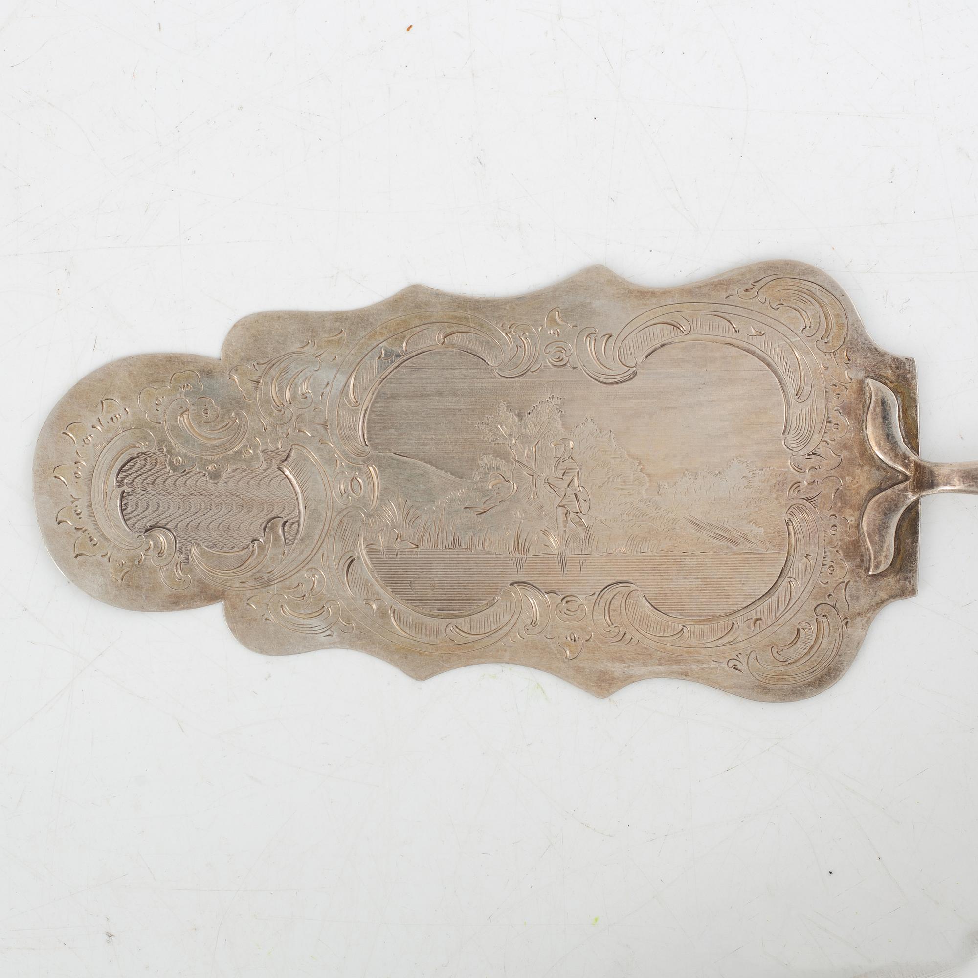 Christopher Creutz, tårtspade, silver, nyrokoko, Stockholm 1861.