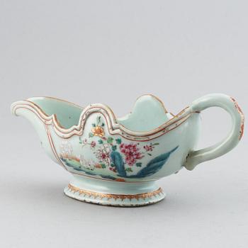 A famille rose sauce boat, Qing dynasty, Qianlong (1736-95).