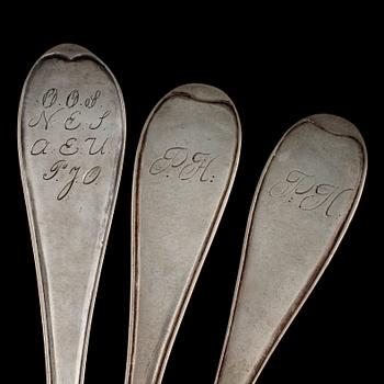 MATSKEDAR, 3 st, silver, Sverige, 1795 respektive 1807. Vikt 220 g.