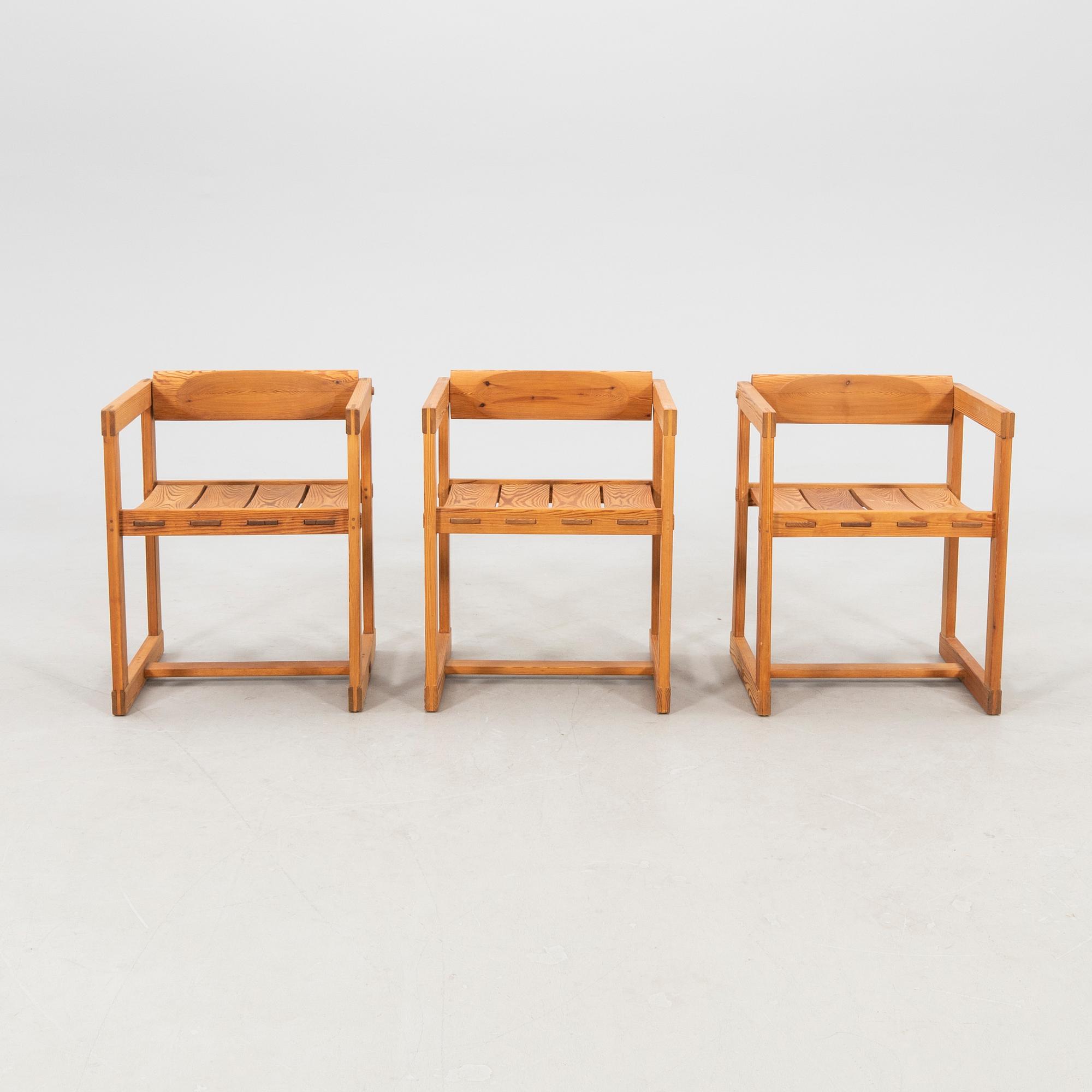 Edvin Helseth karmstolar 5 st  modellnr 313 ur Trybo-serien, Trybo och Strange Bruk Norge 1900-talets andra hälft.