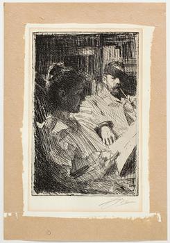 ANDERS ZORN, etsning, utförd 1893, signerad med blyerts.