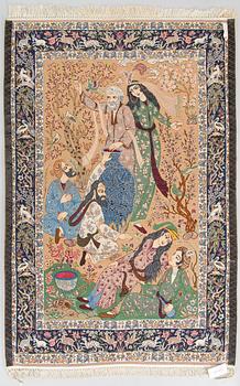 An Isfahan figural rug. Approx. 184x 121 cm.