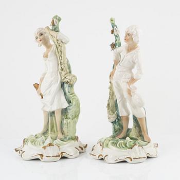 Capodimonte, a pair of creamware figurines, Italy mid 20th century.
