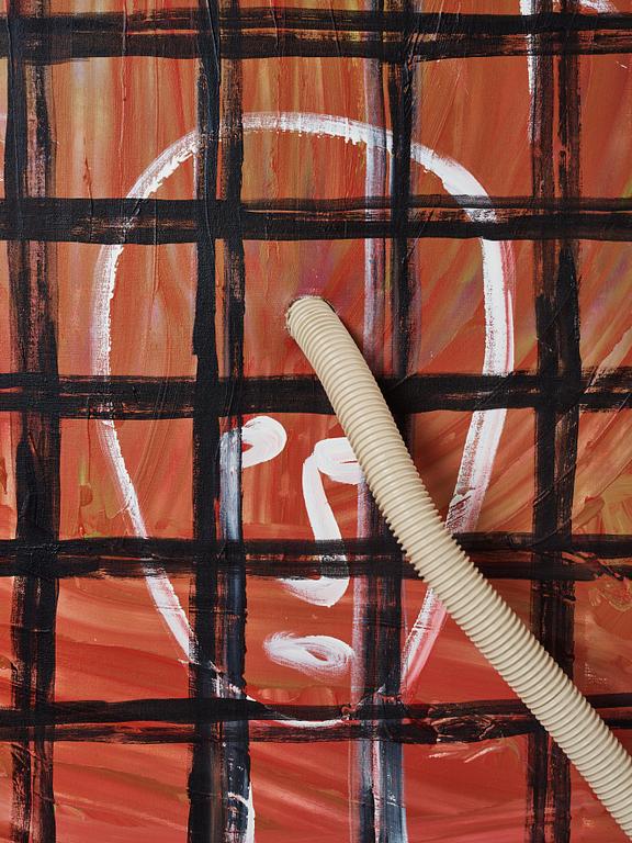 Jonathan Borofsky, oil on canvas with plastic tube and casette player.