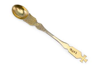 369. A SPOON, 84 silver, gilt. Marked Aл Moscow 1827. Weight 26 g.