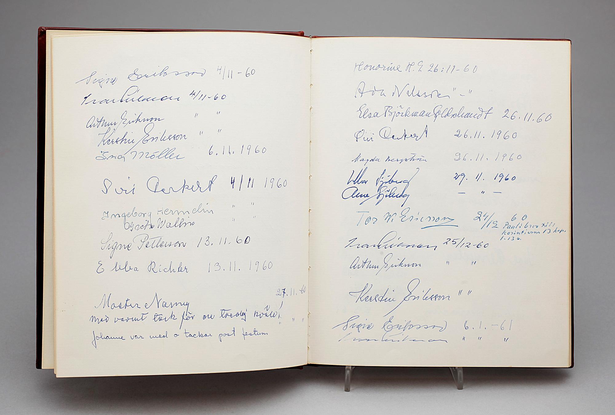 GÄSTBOK, Barbro Hermelin, från 1961-1988.