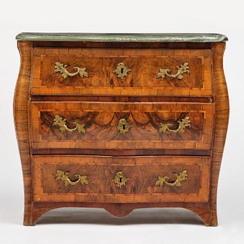 A Swedish rococo parquetry commode by C. Linning (master in Stockholm 1744-79).